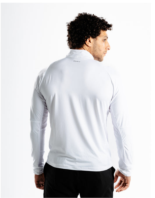 Quarter zipper long sleeve T-shirt White