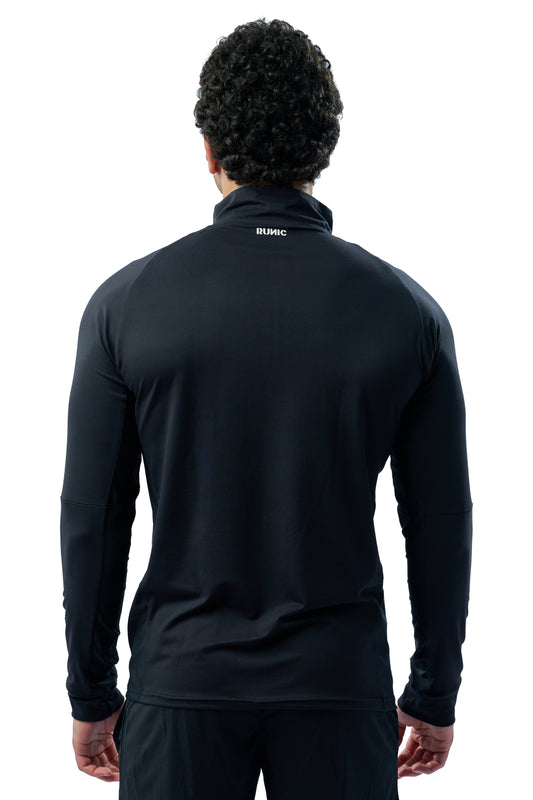 Quarter zipper long sleeve T-shirt black